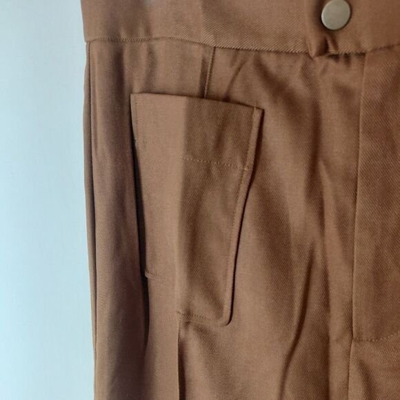 See U Soon Pants SIZE 10 SUPER High Rise Wide Leg Pant In Camel. NWT - Picture 2 of 7
